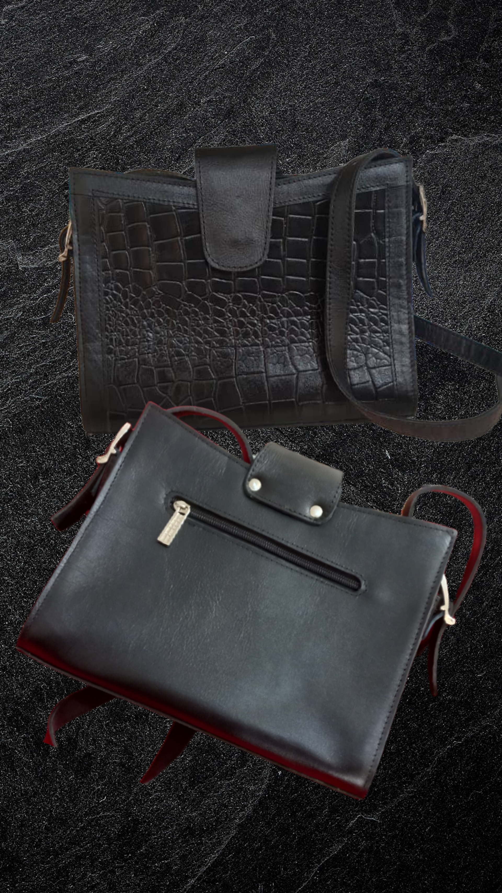 کیف چرم طبیعی زبانه دار